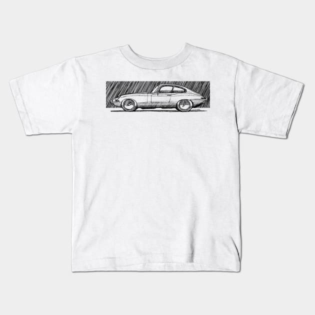 Handmade sketchy drawing of the most beautifull car ever! Kids T-Shirt by jaagdesign